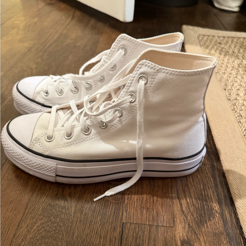 Converse White Platform High-Top Sneakers